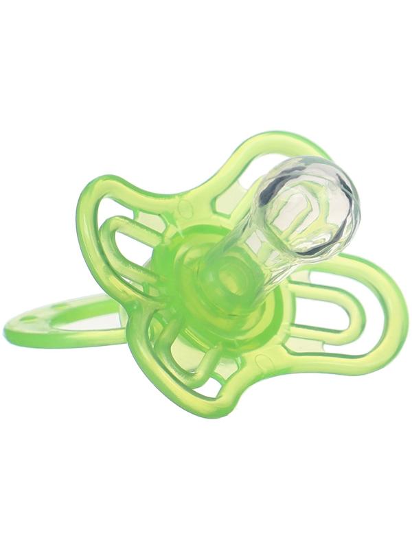 Набор Соска - пустышка с держателем, SL, КЛ +6 мес., с колпачком «Бабочка», зеленый
