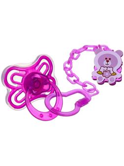 Набор Соска - пустышка с держателем, SL, КЛ +6 мес., с колпачком «Бабочка», фиолетовый