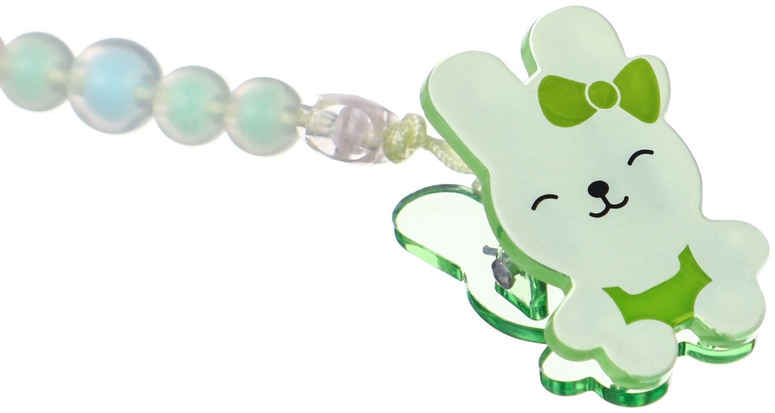 Набор Соска - пустышка с держателем, SL, ОРТД +12 мес., с колпачком «Зайка», зеленый