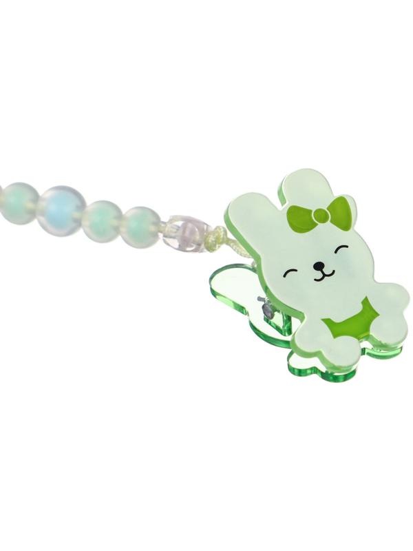 Набор Соска - пустышка с держателем, SL, ОРТД +12 мес., с колпачком «Зайка», зеленый