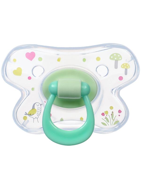 Набор Соска - пустышка с держателем, SL, ОРТД +12 мес., с колпачком «Зайка», зеленый