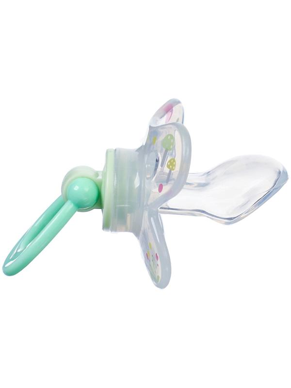 Набор Соска - пустышка с держателем, SL, ОРТД +12 мес., с колпачком «Зайка», зеленый