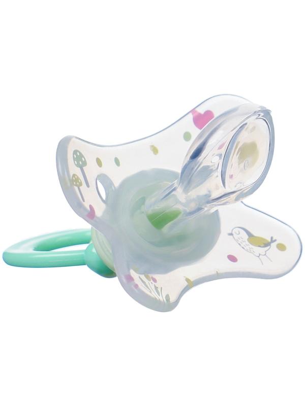 Набор Соска - пустышка с держателем, SL, ОРТД +12 мес., с колпачком «Зайка», зеленый