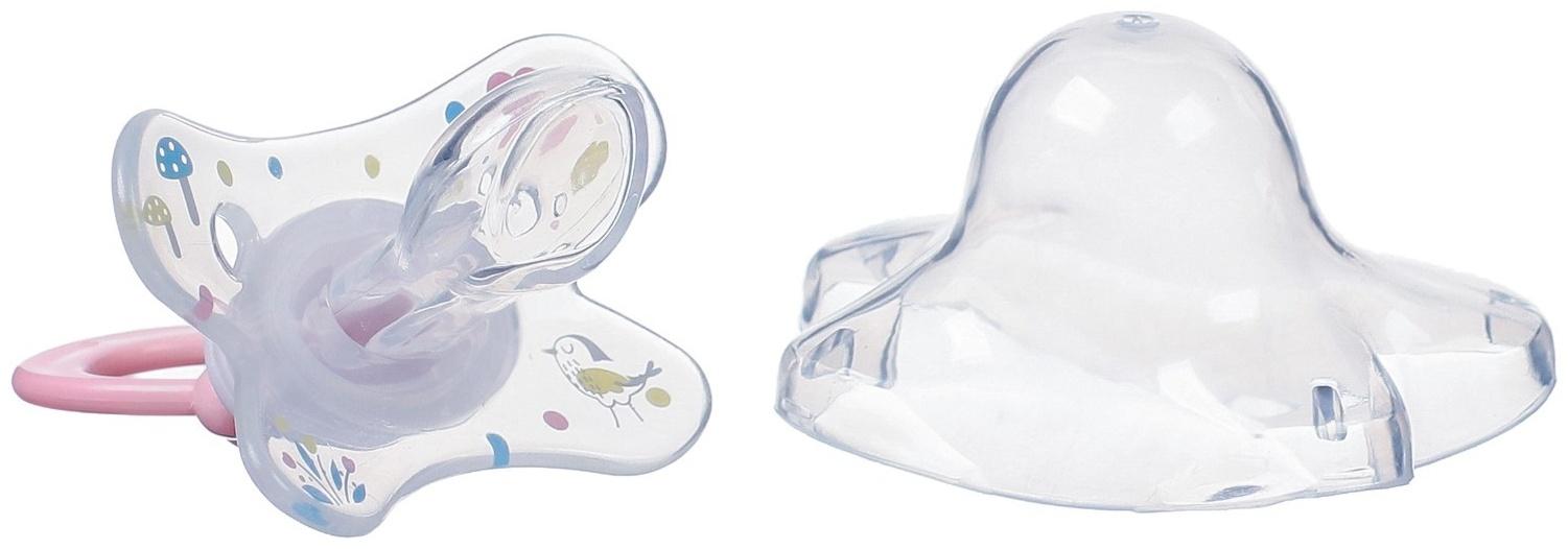 Соска - пустышка, SL, ОРТД +12мес., с колпачком «Зайка», розовый