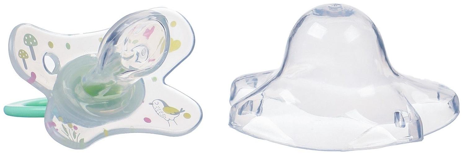 Соска - пустышка, SL, ОРТД +12мес., с колпачком «Зайка», зеленый