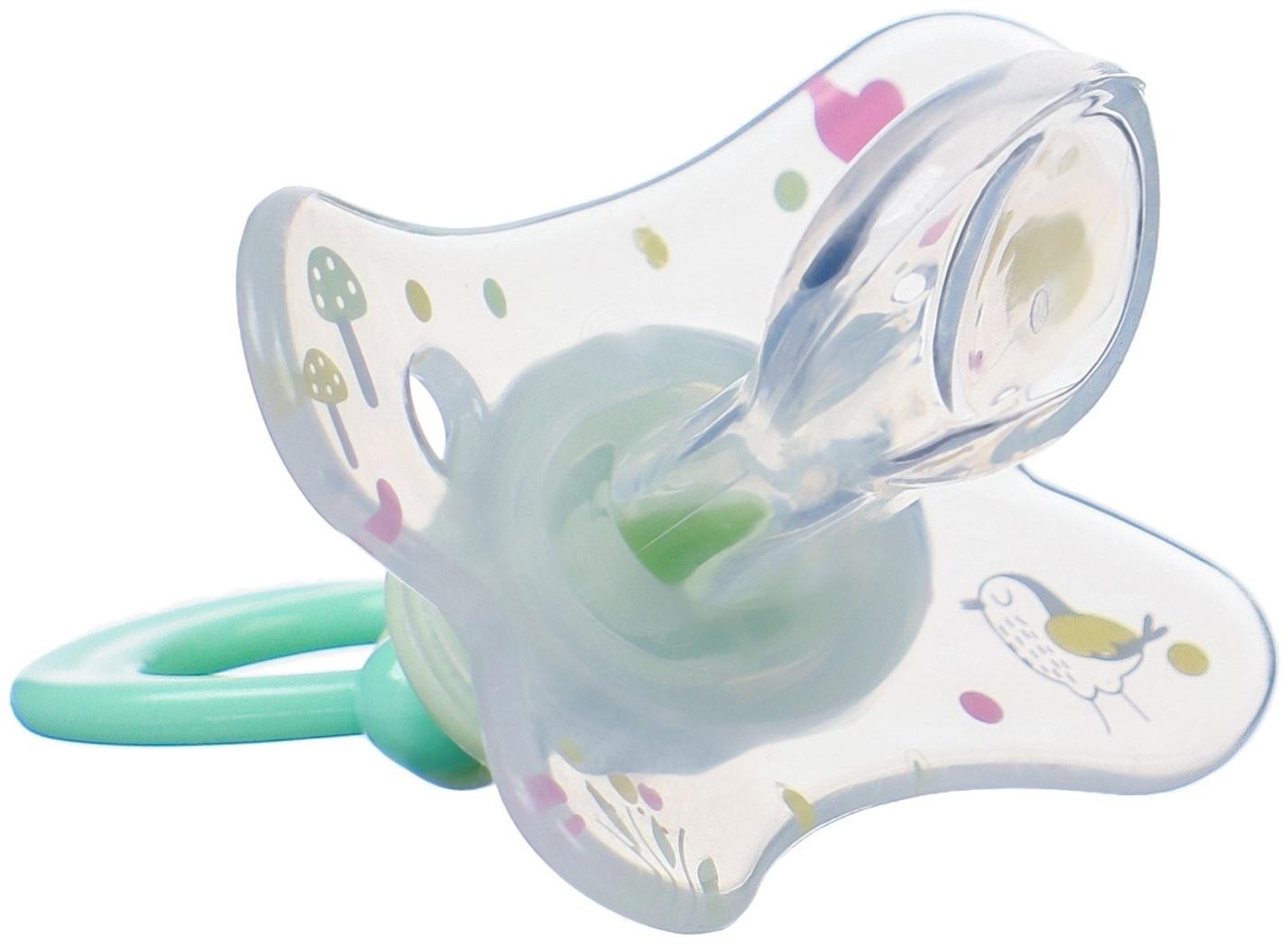 Соска - пустышка, SL, ОРТД +12мес., с колпачком «Зайка», зеленый