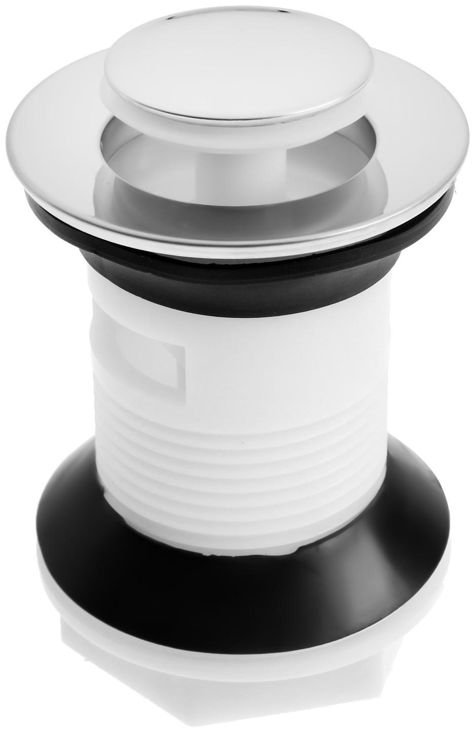 Донный клапан ZEIN BP3, корпус пластик, малая кнопка, нержавеющая сталь, с переливом