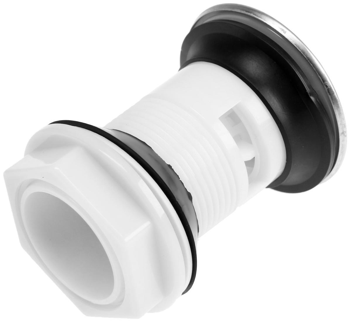 Донный клапан ZEIN BP3, корпус пластик, малая кнопка, нержавеющая сталь, с переливом