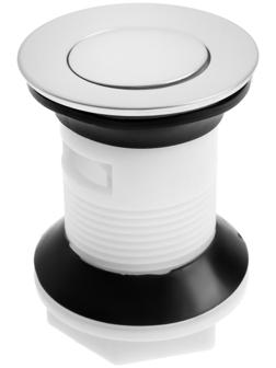 Донный клапан ZEIN BP3, корпус пластик, малая кнопка, нержавеющая сталь, с переливом