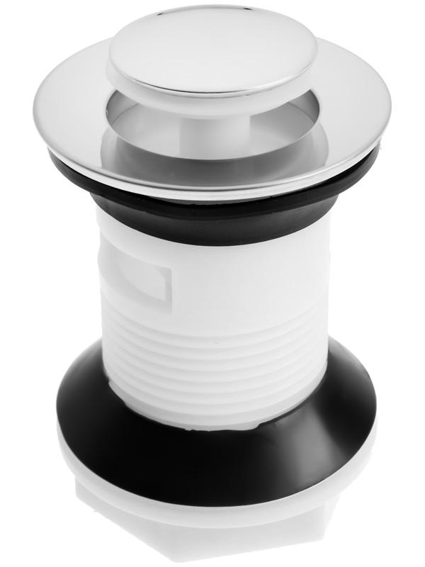 Донный клапан ZEIN BP3, корпус пластик, малая кнопка, нержавеющая сталь, с переливом