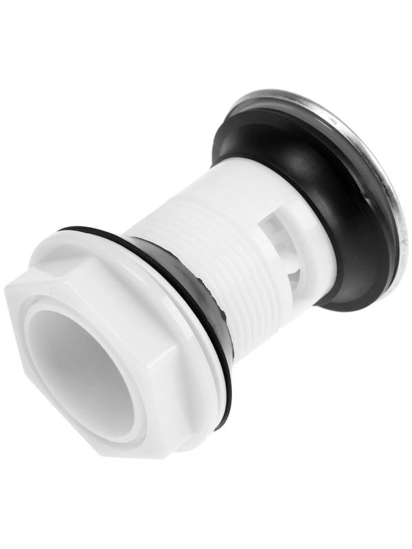 Донный клапан ZEIN BP3, корпус пластик, малая кнопка, нержавеющая сталь, с переливом