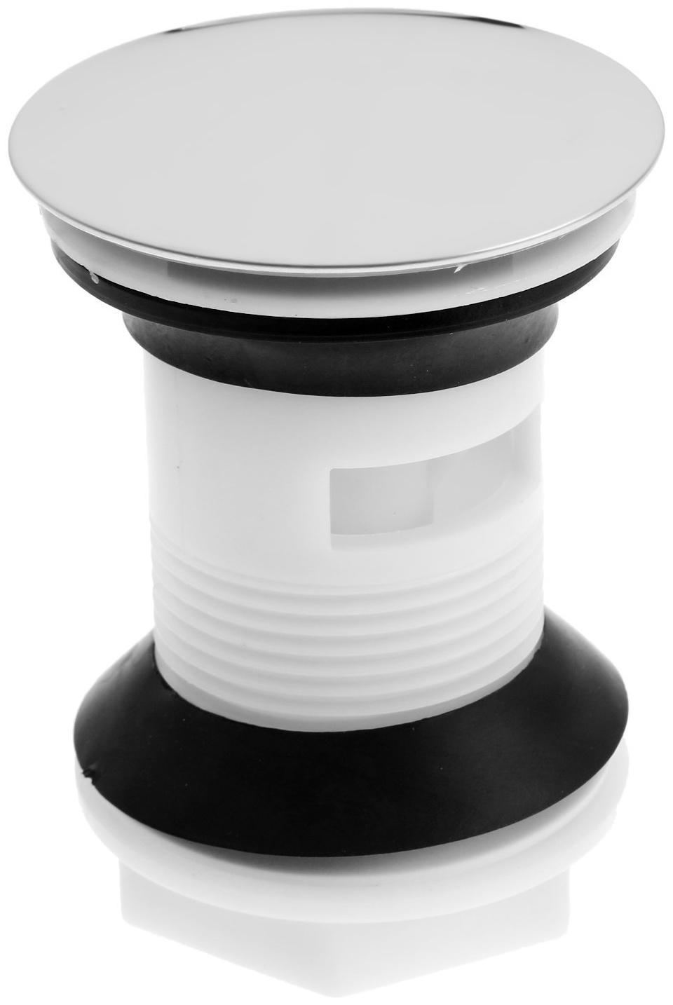 Донный клапан ZEIN BP4, корпус пластик, большая кнопка, нержавеющая сталь, с переливом