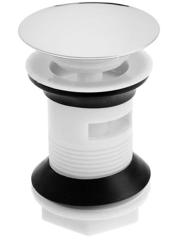 Донный клапан ZEIN BP4, корпус пластик, большая кнопка, нержавеющая сталь, с переливом