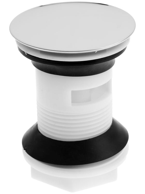 Донный клапан ZEIN BP4, корпус пластик, большая кнопка, нержавеющая сталь, с переливом