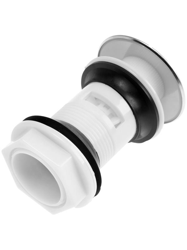 Донный клапан ZEIN BP4, корпус пластик, большая кнопка, нержавеющая сталь, с переливом