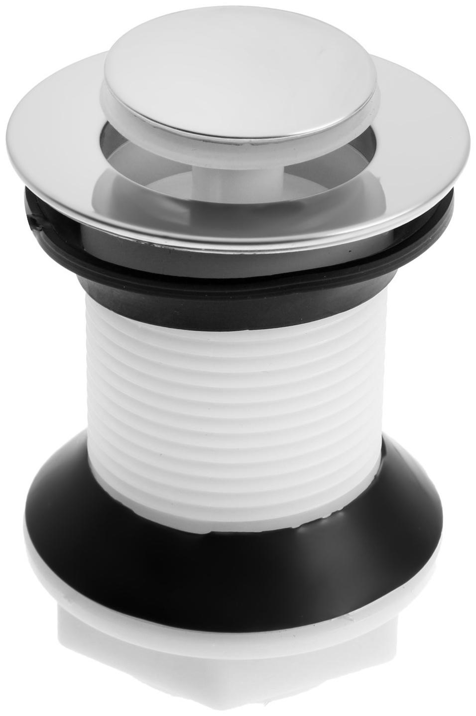 Донный клапан ZEIN B3, корпус пластик, малая кнопка, нержавеющая сталь, без перелива