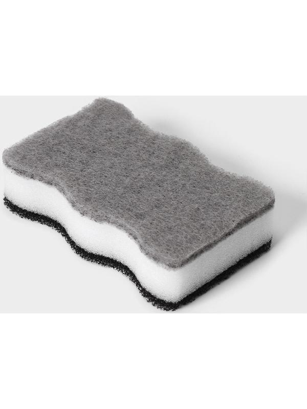 Двойной дозатор для мыла и моющего средства Raccoon, с губкой в комплекте, по 300 мл, цвет чёрный