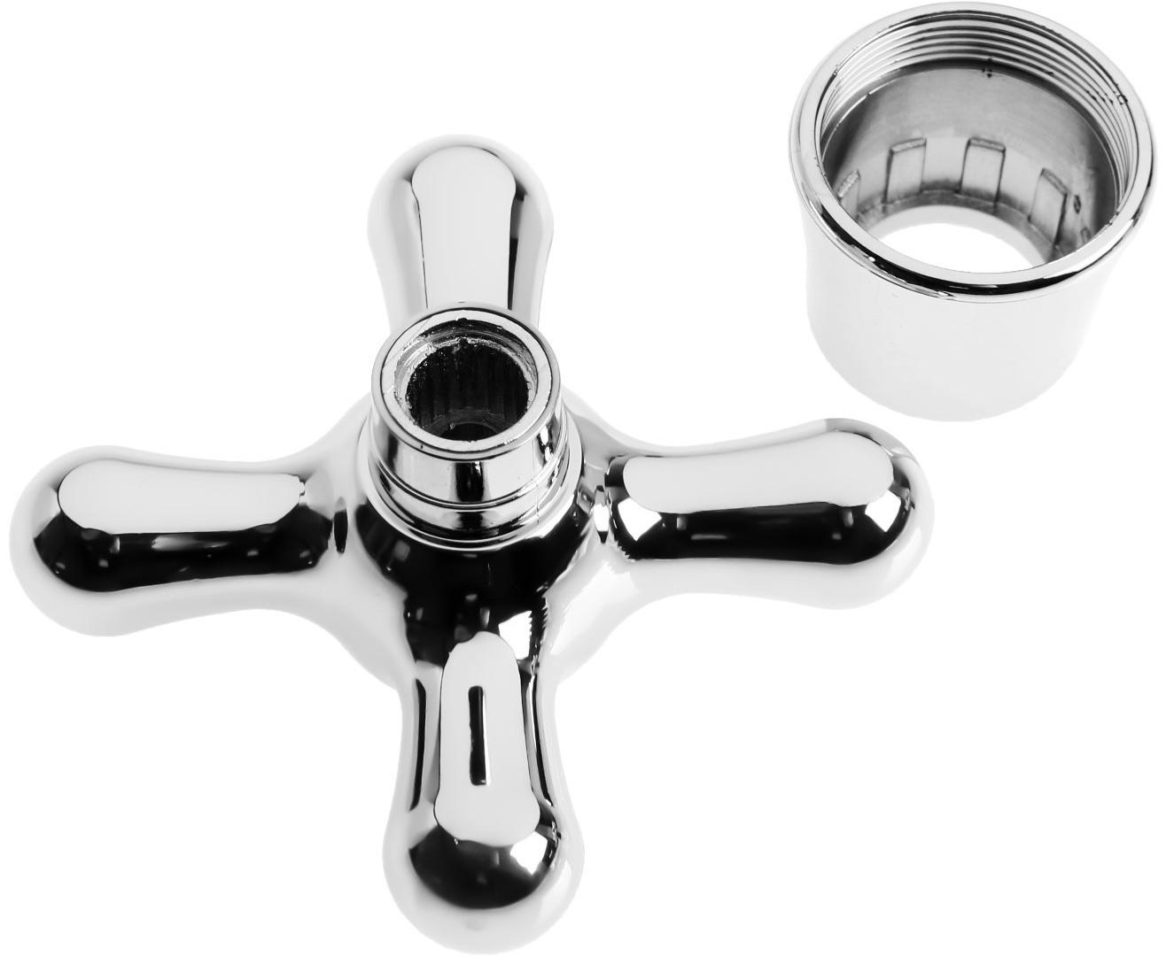 Маховик для смесителя ZEIN Z005, крест, для кран-букс со штоком на 20 шлицов, пластик, хром