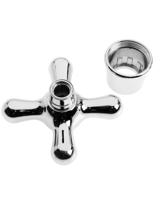 Маховик для смесителя ZEIN Z005, крест, для кран-букс со штоком на 20 шлицов, пластик, хром