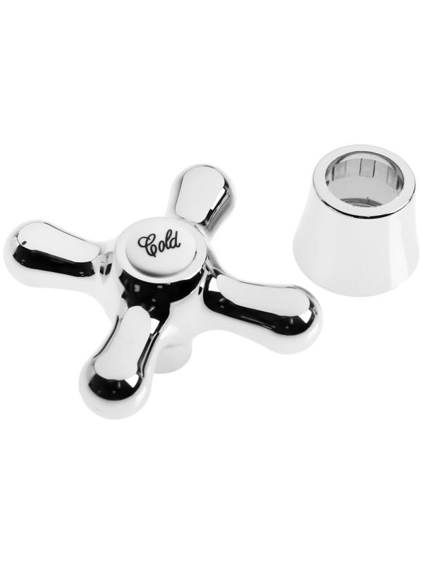 Маховик для смесителя ZEIN Z005, крест, для кран-букс со штоком на 20 шлицов, пластик, хром