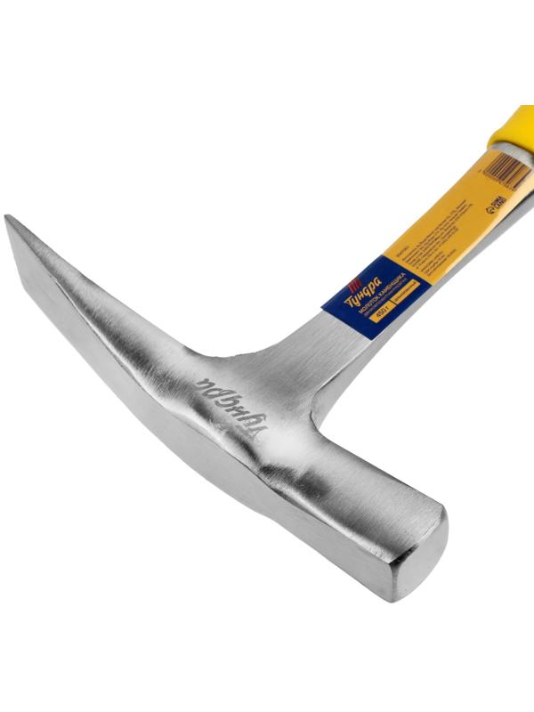 Молоток каменщика ТУНДРА ПРОФИ, цельнокованый, двухкомпонентная рукоятка, 450 г