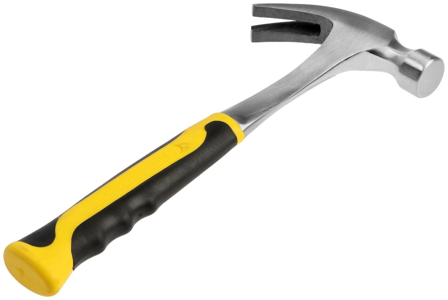 Молоток-гвоздодер ТУНДРА ПРОФИ, цельнокованый, двухкомпонентная рукоятка, 350 г