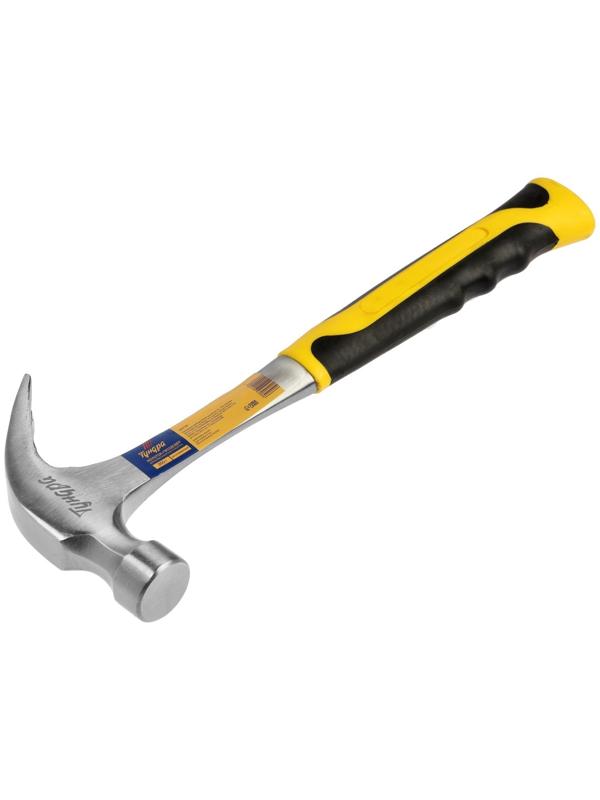 Молоток-гвоздодер ТУНДРА ПРОФИ, цельнокованый, двухкомпонентная рукоятка, 350 г