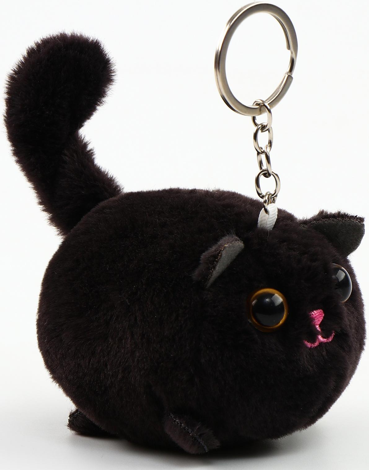 Мягкая игрушка «Кот» на брелоке, 8 см, цвет чёрный