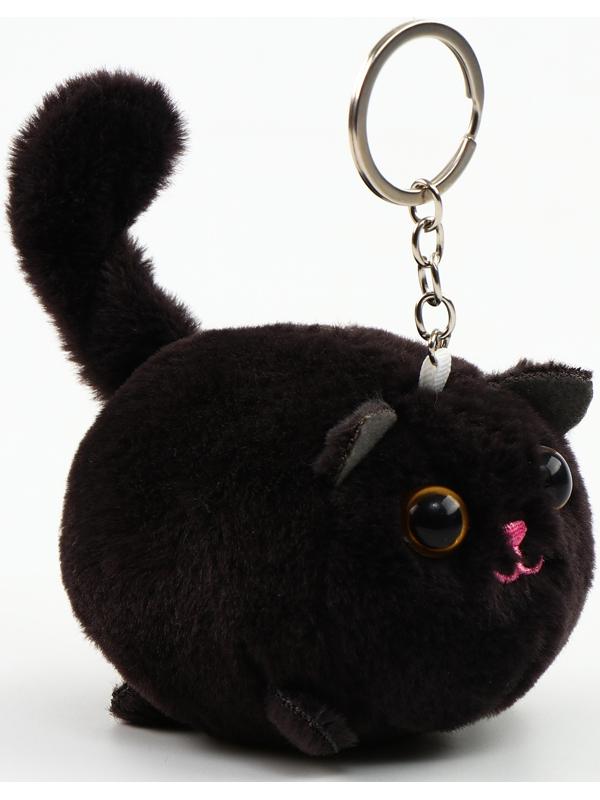 Мягкая игрушка «Кот» на брелоке, 8 см, цвет чёрный