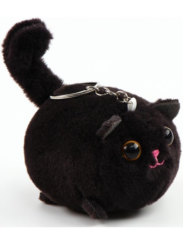 Мягкая игрушка «Кот» на брелоке, 8 см, цвет чёрный