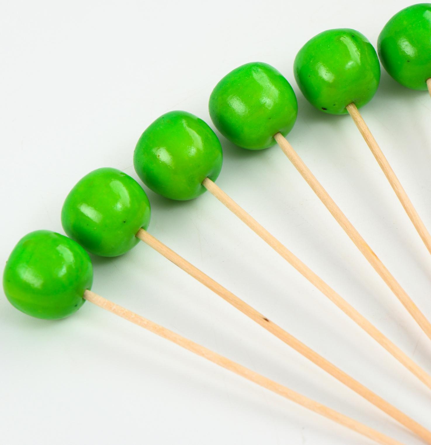 Шпажки «Яблочки», 11 см, набор 6 шт., цвет зелёный