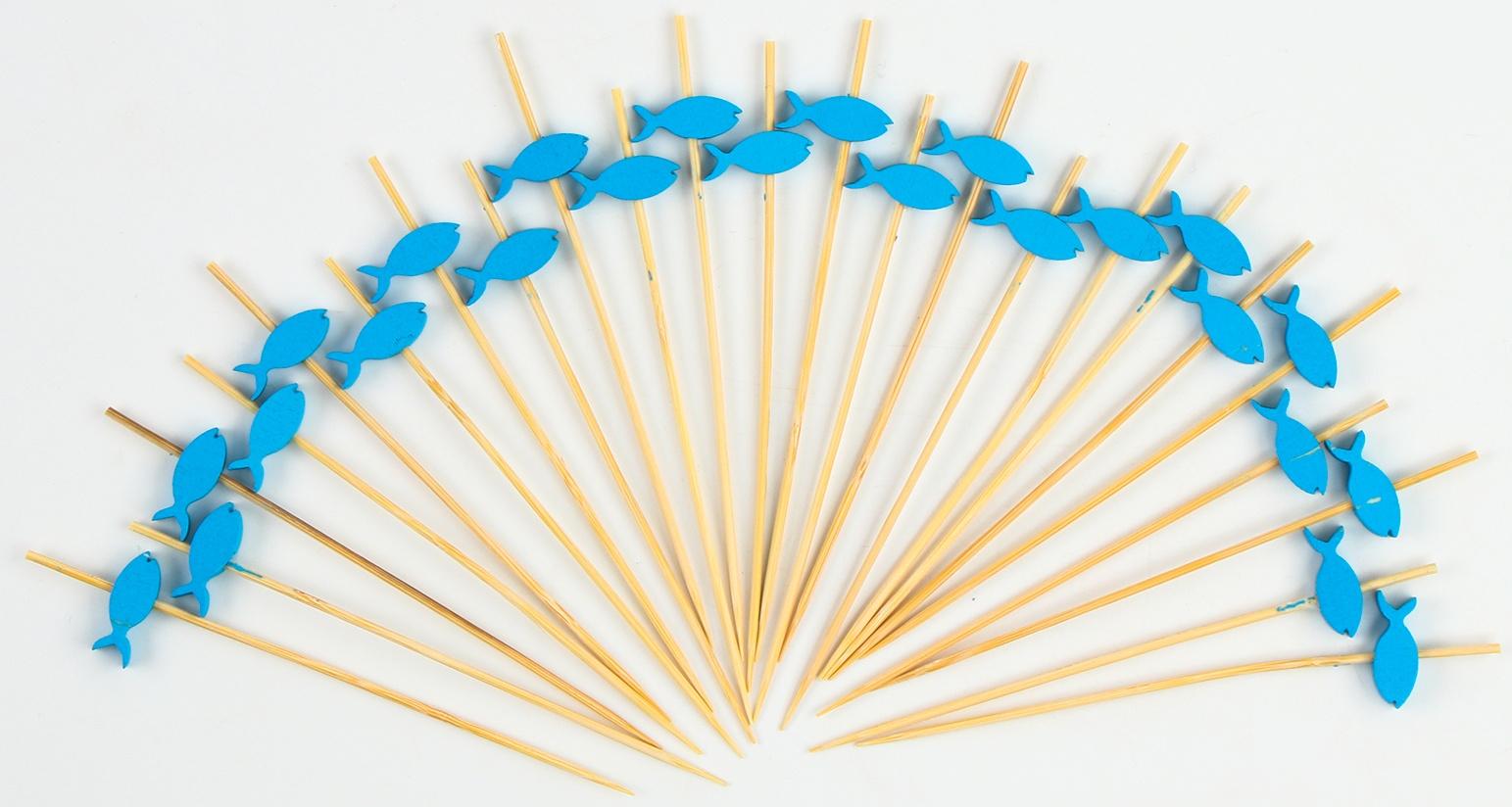 Шпажки для канапе «Рыбки» набор 24 шт., цвет синий