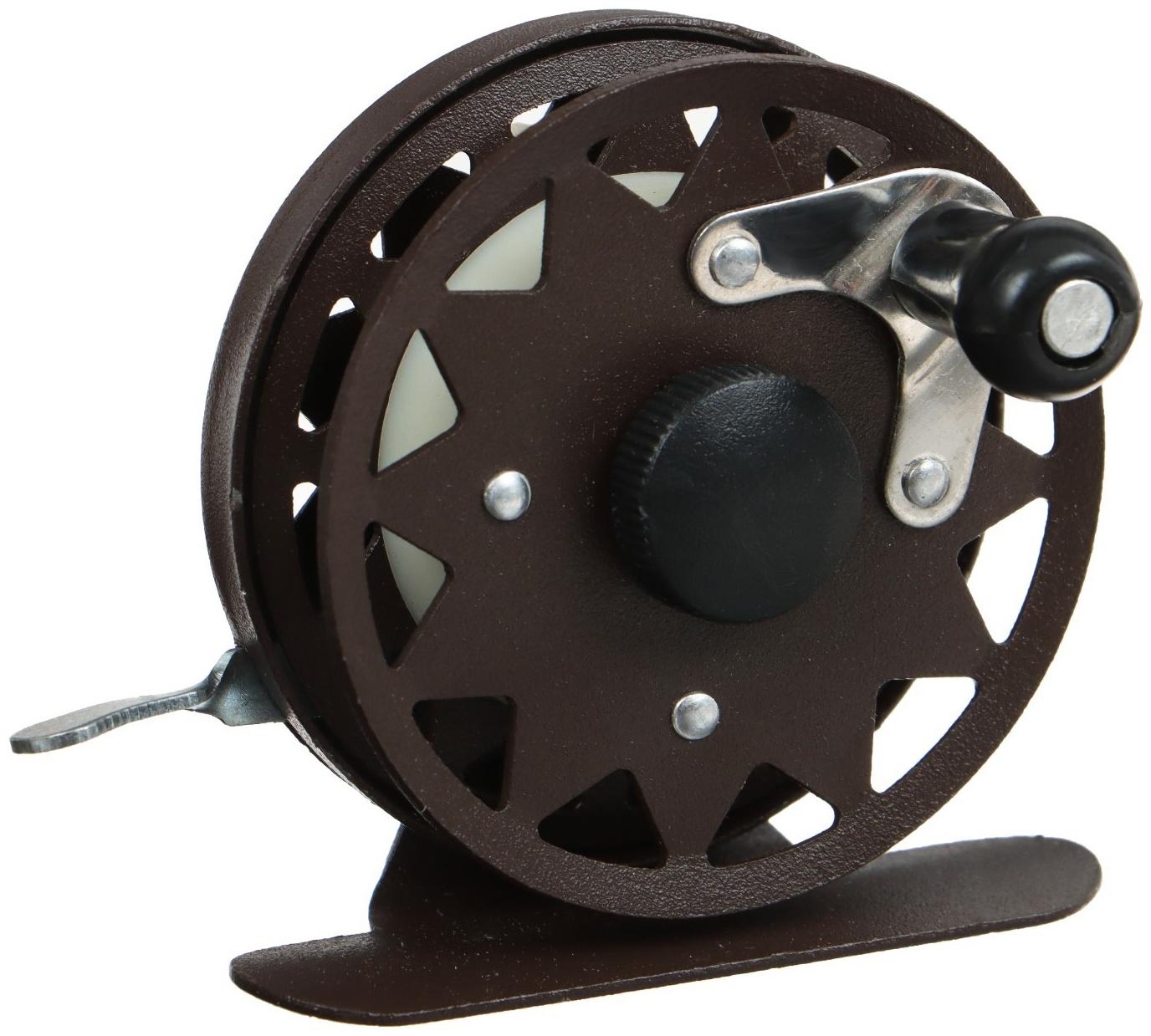 Катушка инерционная, металл, диаметр 5.5 см, цвет темно-коричневый, TL55