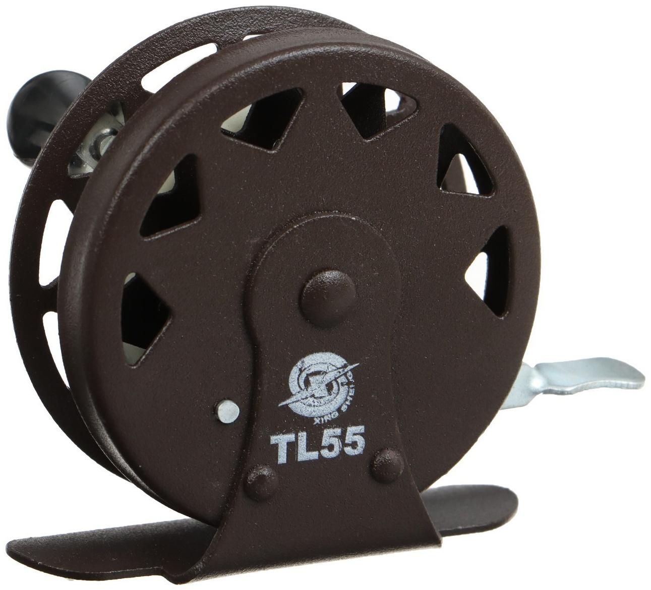 Катушка инерционная, металл, диаметр 5.5 см, цвет темно-коричневый, TL55