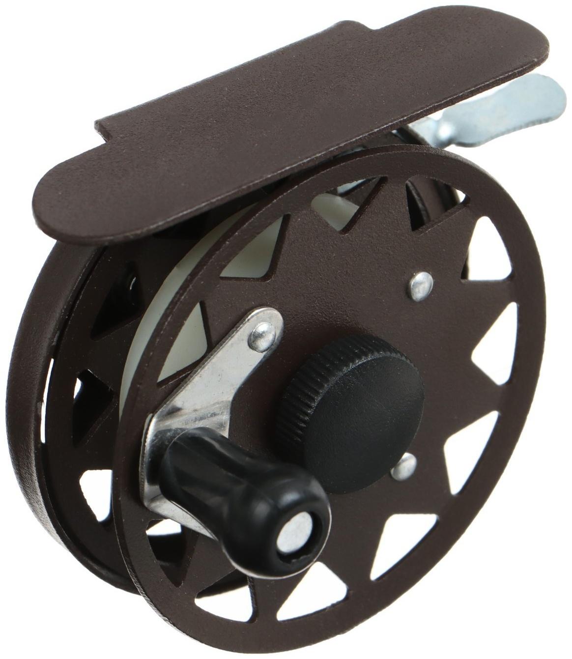 Катушка инерционная, металл, диаметр 5.5 см, цвет темно-коричневый, TL55