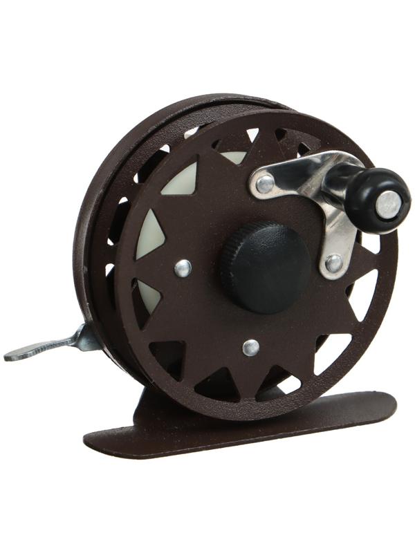 Катушка инерционная, металл, диаметр 5.5 см, цвет темно-коричневый, TL55