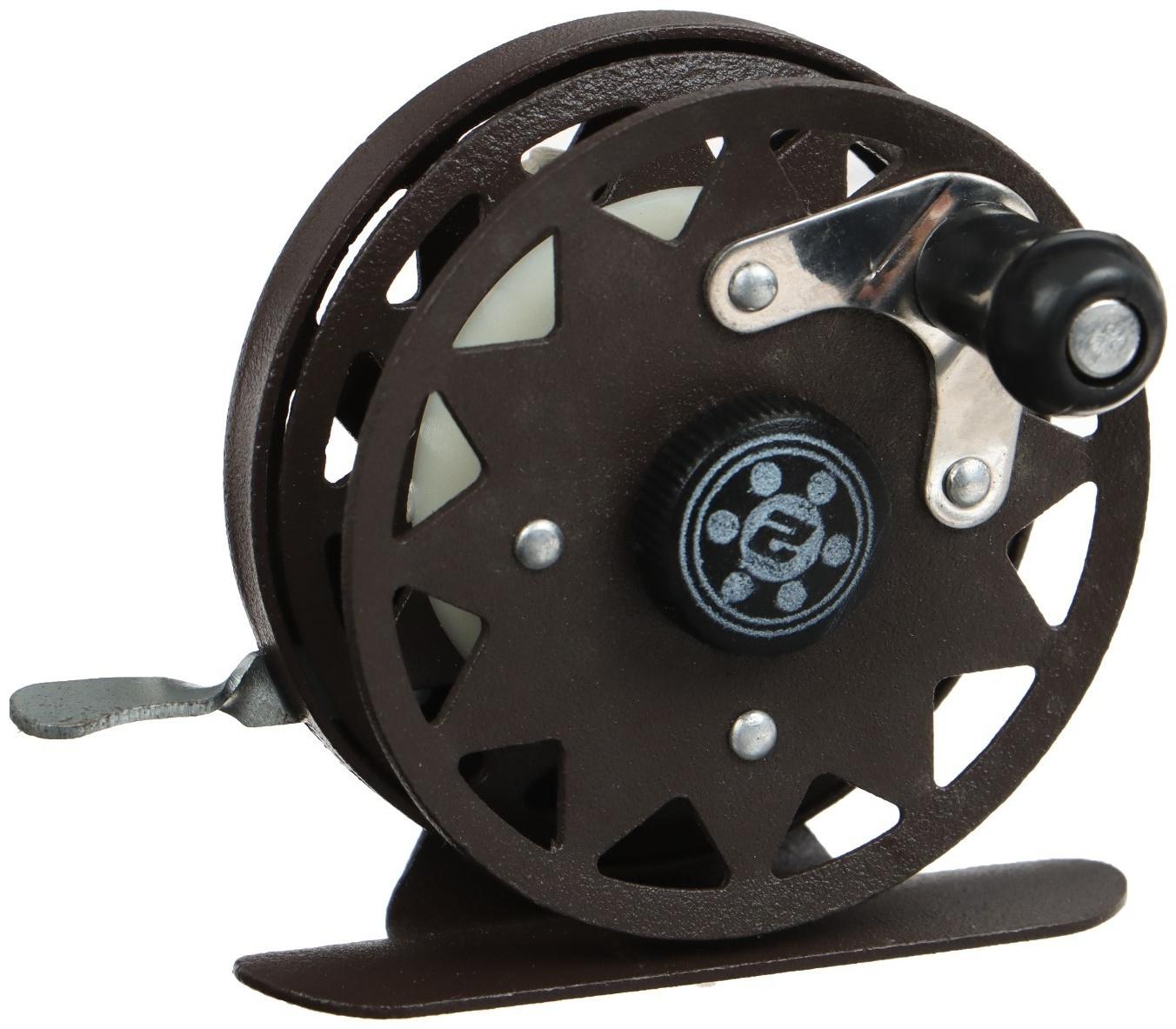 Катушка инерционная, металл, 2 подшипника, диаметр 5.5 см, цвет темно-коричневый, TL55A
