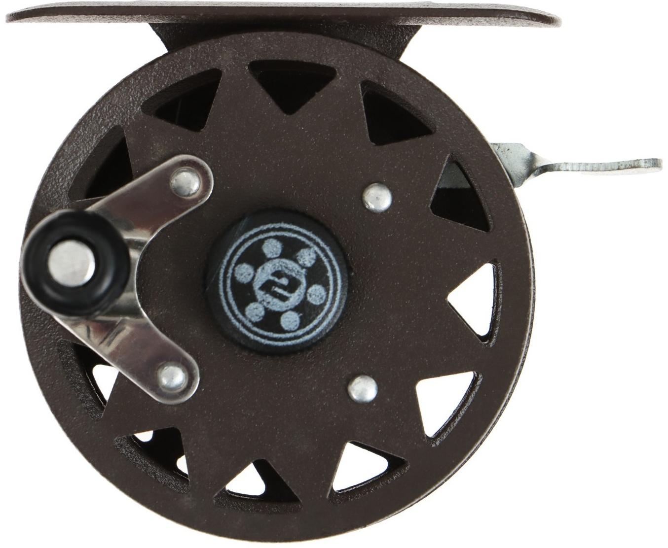 Катушка инерционная, металл, 2 подшипника, диаметр 5.5 см, цвет темно-коричневый, TL55A