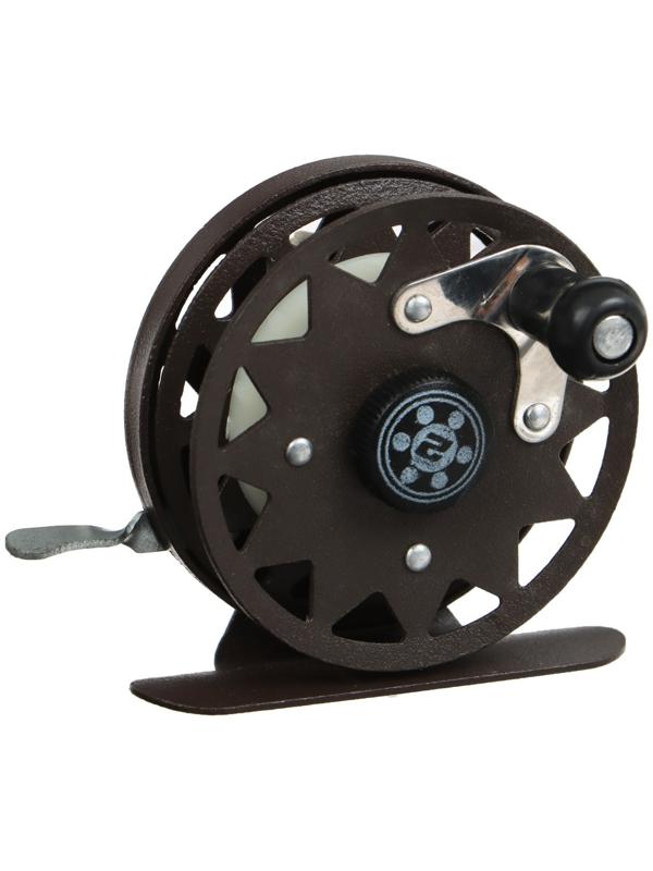 Катушка инерционная, металл, 2 подшипника, диаметр 5.5 см, цвет темно-коричневый, TL55A