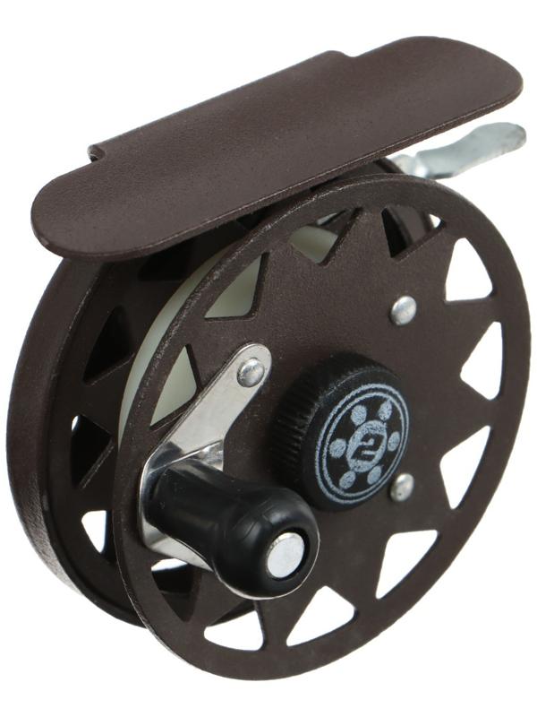 Катушка инерционная, металл, 2 подшипника, диаметр 5.5 см, цвет темно-коричневый, TL55A