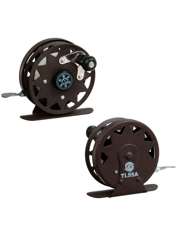 Катушка инерционная, металл, 2 подшипника, диаметр 5.5 см, цвет темно-коричневый, TL55A