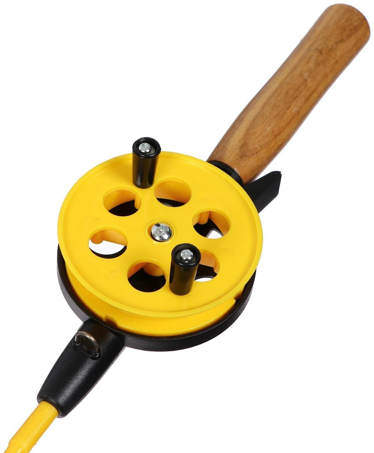 Удочка зимняя, ручка дерево, диаметр катушки 7.5 см, HFB-2M