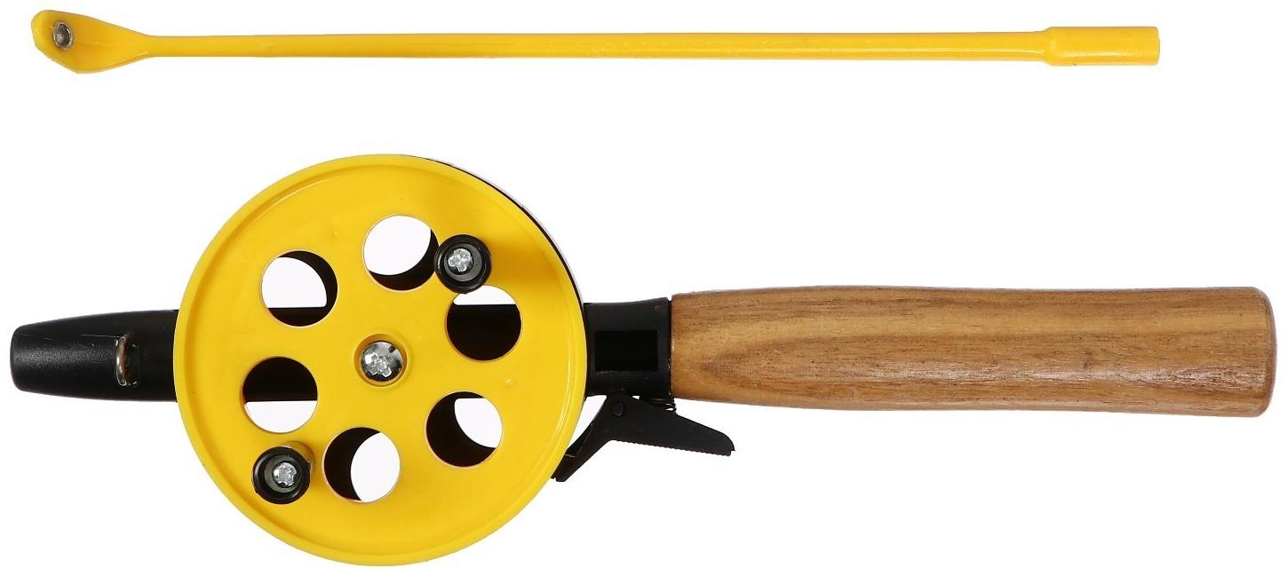 Удочка зимняя, ручка дерево, диаметр катушки 7.5 см, HFB-2M