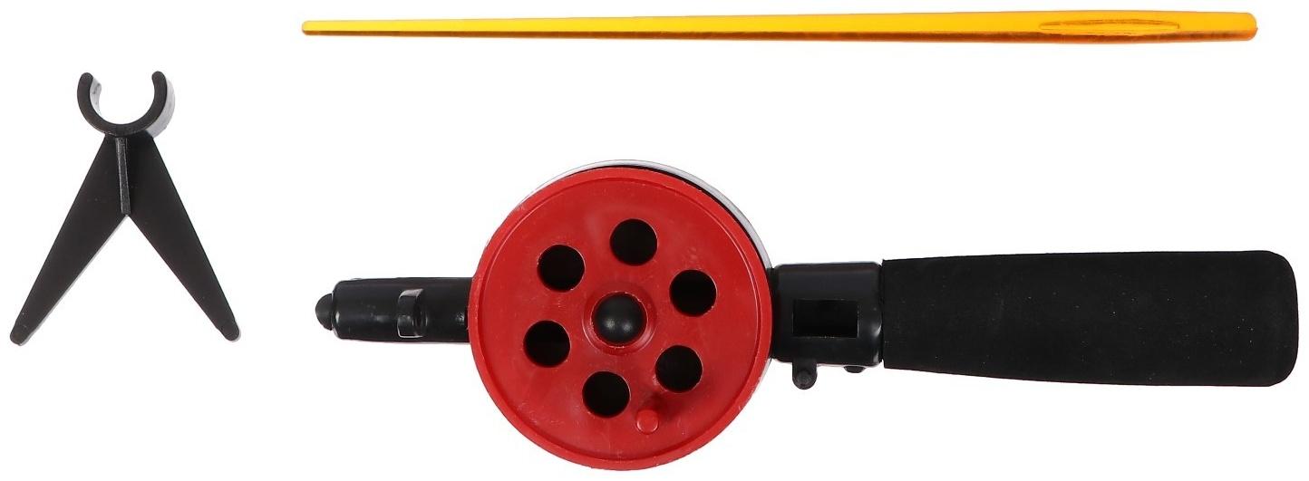 Удочка зимняя, ручка неопрен, диаметр катушки 5.5 см, катушка красная, HFB-8