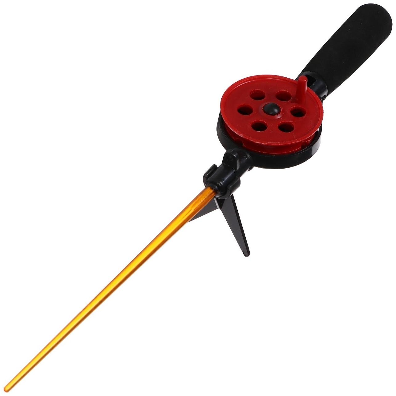 Удочка зимняя, ручка неопрен, диаметр катушки 5.5 см, катушка красная, HFB-8