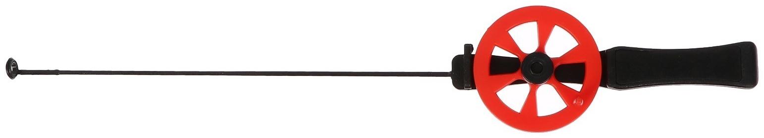 Удочка зимняя, ручка пластик, диаметр катушки 5.5 см, направляющая лески, красная, HFB-15