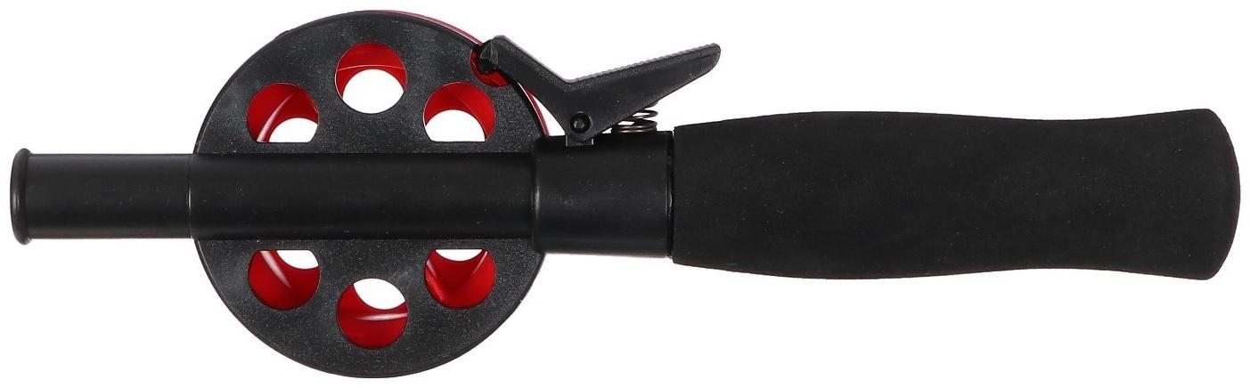 Удочка зимняя, ручка неопрен, диаметр катушки 5.5 см, длина 33 см, цвет красный, HFB-34