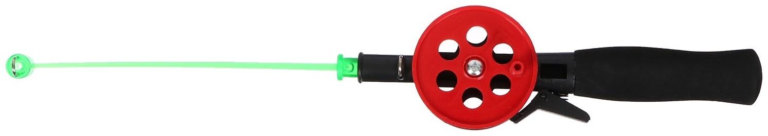 Удочка зимняя, ручка неопрен, диаметр катушки 5.5 см, длина 33 см, цвет красный, HFB-34