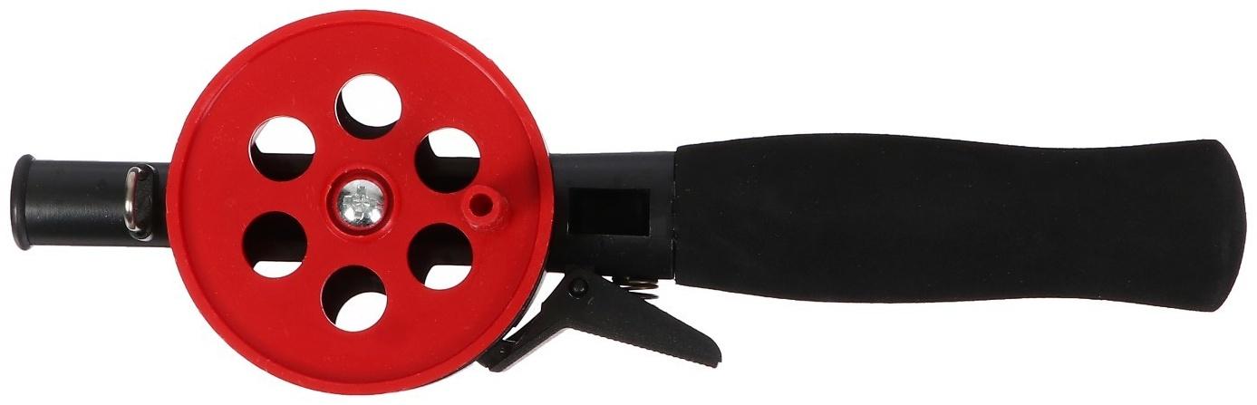 Удочка зимняя, ручка неопрен, диаметр катушки 5.5 см, длина 33 см, цвет красный, HFB-34