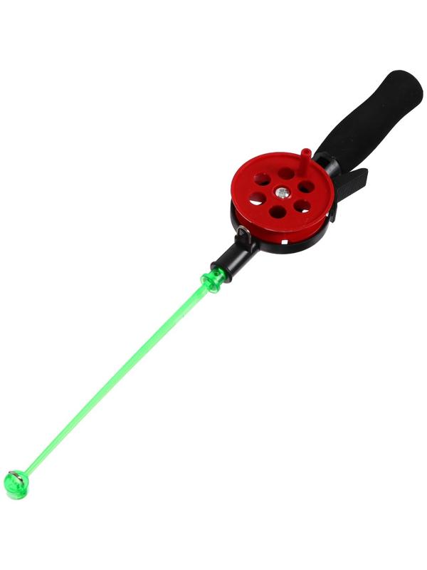 Удочка зимняя, ручка неопрен, диаметр катушки 5.5 см, длина 33 см, цвет красный, HFB-34